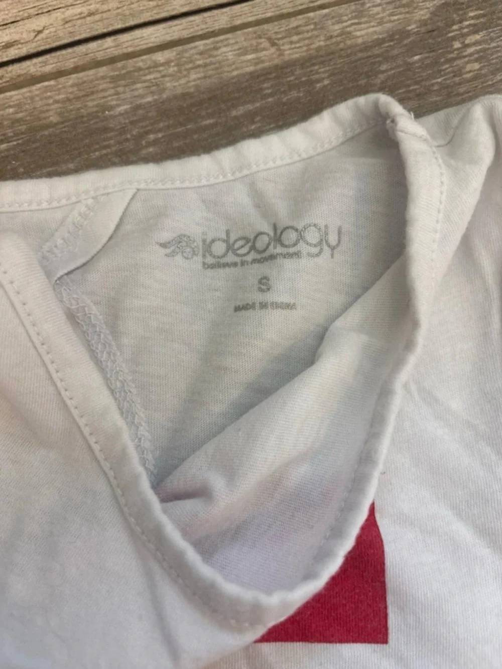 Ideology White Tank Top with Red, Pink, Yellow, Green & Blue Graphic
